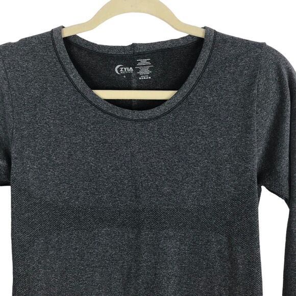 Zyia Active Top Performance Tee Womens Small Athletic Yoga Long Sleeve Gray Gym - Picture 3 of 7